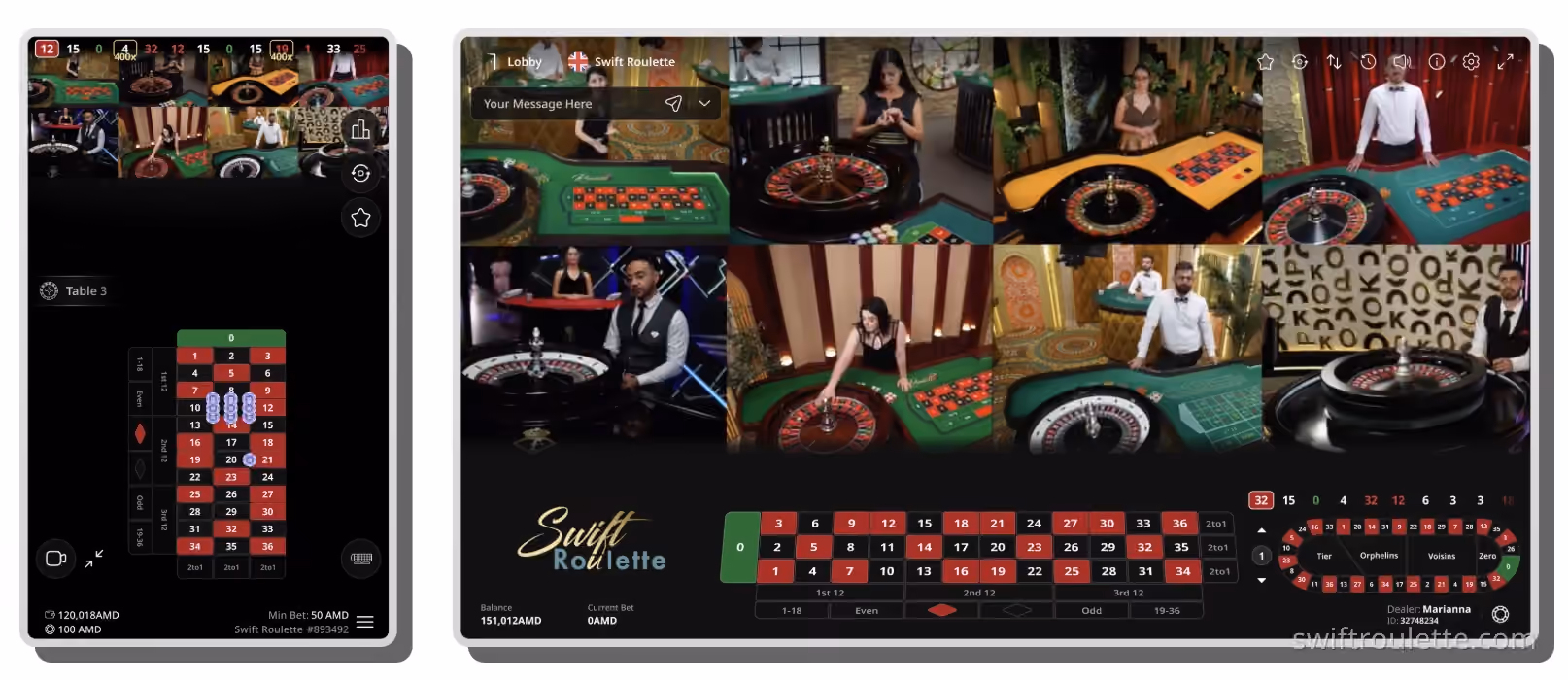 Swift Roulette in action